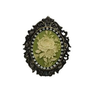 Vtg Style Flower Cameo Brooch Metal Filigree Carved Noblesse Collection 2003 New